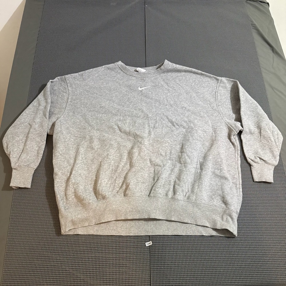 Nike Mens Gray Embroidered Center Swoosh Crewneck Sweatshirt Size XL